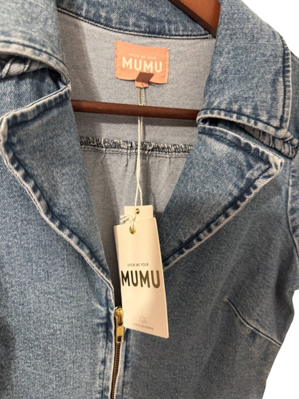 Show Me Your Mumu Outlaw Denim Dress | NWT | Size Small | Zip Front Utility Mini - Picture 6 of 7